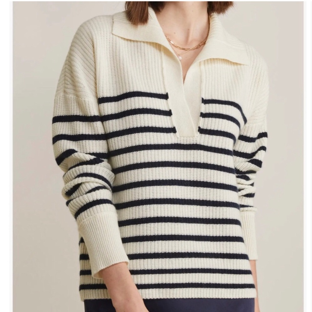 Vineyard Vines Striped 100% Cashmere Blue Cream Sweater Casual Women’s Size S